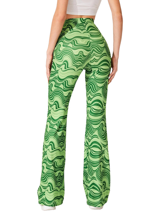 EVELUST Rave Flare Pants for Women - EDC 70s Wide Leg Flair Leggings Disco Festival Outfits High Waist Bell Bottom Trousers