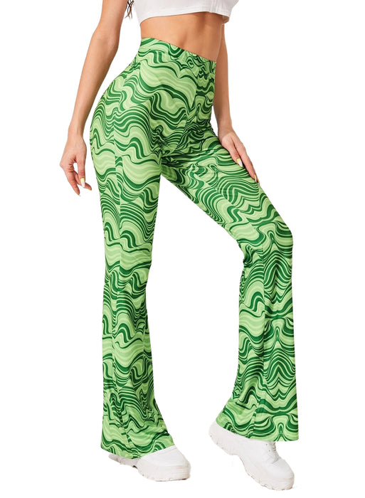 EVELUST Rave Flare Pants for Women - EDC 70s Wide Leg Flair Leggings Disco Festival Outfits High Waist Bell Bottom Trousers