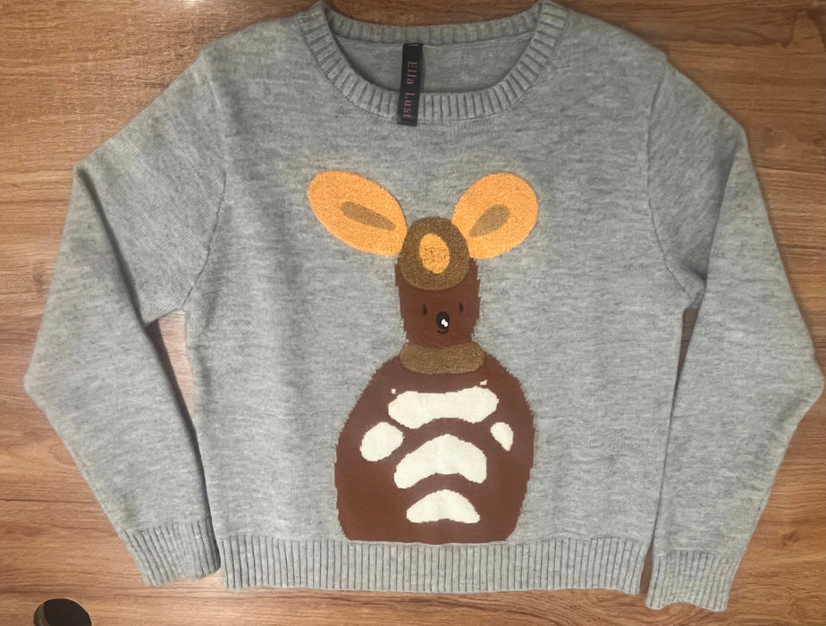 Ella Lust Cute Sweater Long Sleeve Crew Neck Fun Patterned Fashion Winter Sweater Tops