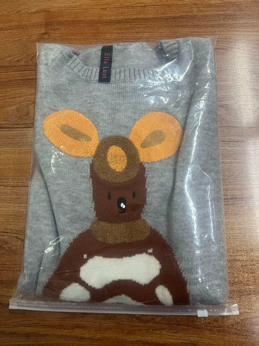 Ella Lust Cute Sweater Long Sleeve Crew Neck Fun Patterned Fashion Winter Sweater Tops