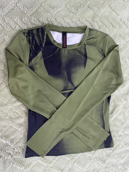 EVELUST Women's 3D Body Print Crop Tops - Y2k Bikini Boob Graphic Tee Shirt Aesthetic Heat Map Sexy Festival Concert Outfit