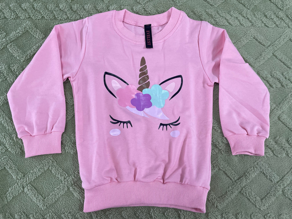 EVELUST Toddler Girl Unicorn Sweatshirt - Cute Valentines Day Top Pullover Crewneck Clothes Shirt Fashion Causal Outfit