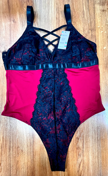 BomDeals Plus Size Underwearfor Women Sexy Classic Teddy Lingerie Criss-Cross Lace Bra One Piece Babydoll with Garter Belts