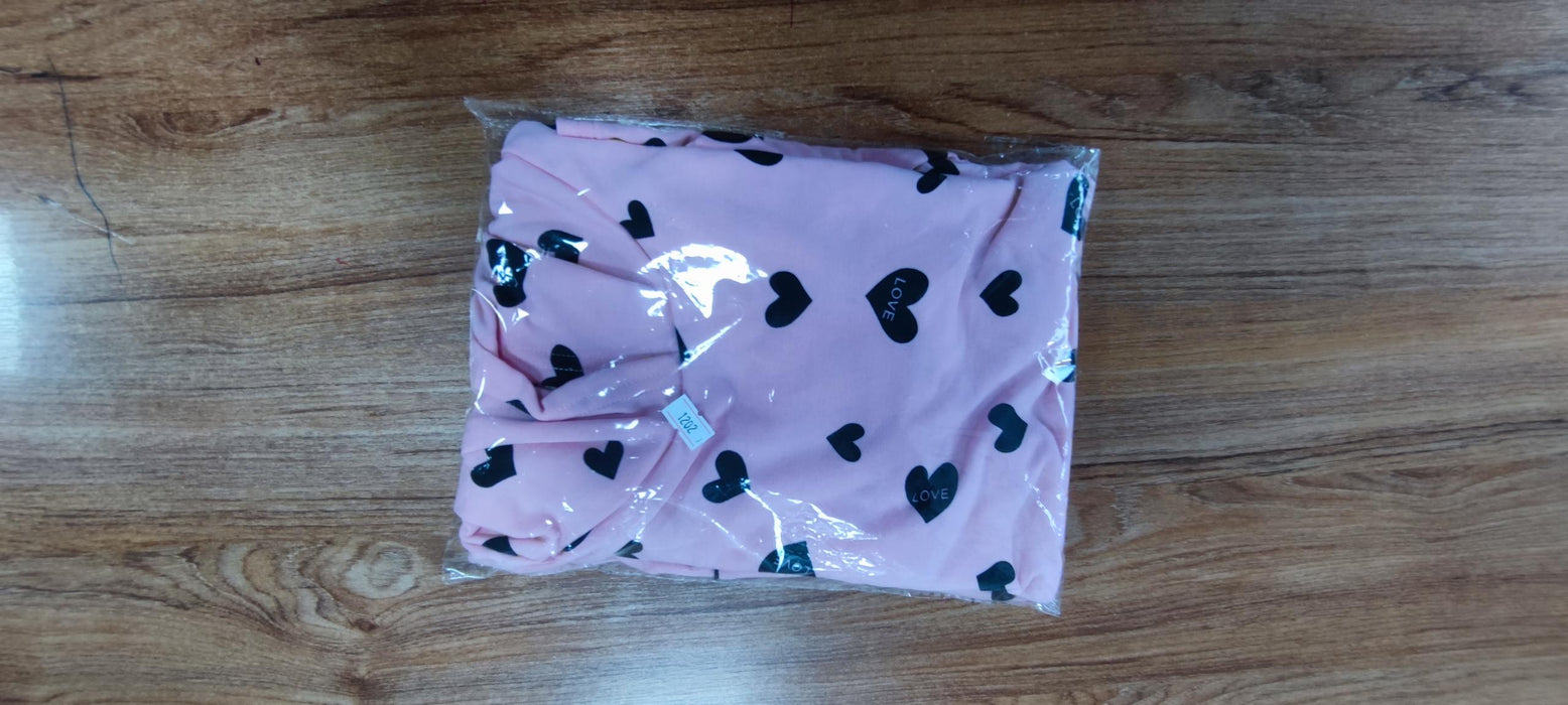 Doralove Toddler Girls Hoodies Dress Heart Print Casual Long Sleeve Kangaroo Pocket Sweatshirt