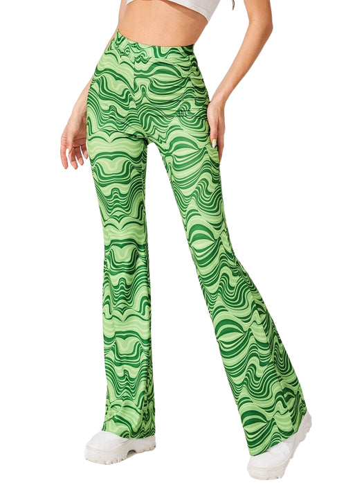 EVELUST Rave Flare Pants for Women - EDC 70s Wide Leg Flair Leggings Disco Festival Outfits High Waist Bell Bottom Trousers
