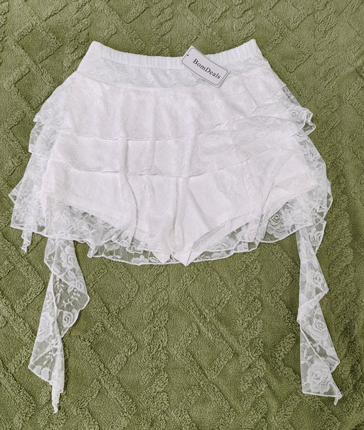 BomDeals Women Western Layered Mini Skirt - Country Concert Ruffle Cute Y2K Bottoms Coastal Cowgirl White Flowy Skirt