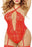 Plus Size Lingerie for Women, Twisted Keyhole Opening High Criss-Cross Plunging Lace Trim Teddy