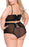 Women's Plus Size Lingerie, Sexy Lace Up Drawstring Strappy Underwire Eyelash Lace Cup Bra and High Waist Panty Set