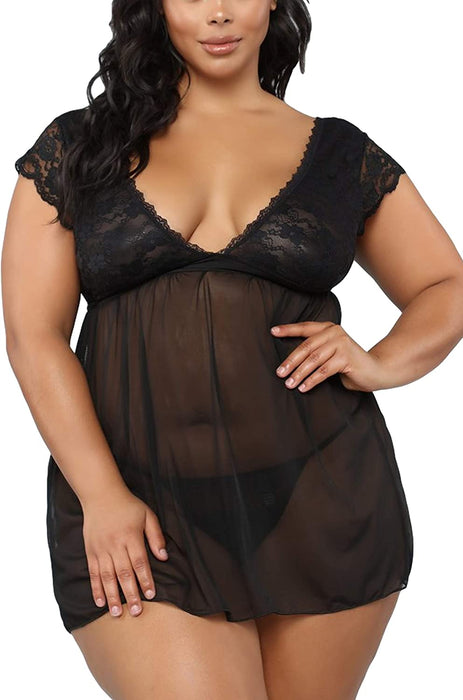 Plus Size Babydoll for Women Open Back Lingerie Set Lace High Waist Se EVELUST Plus Size Babydoll for Women Open Back Lingerie Set Lace High Waist Se EVELUST