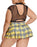 Women Plus Size Scoolgirl Lingerie Set, Roleplay Outfit Uniform Fishnet Crop Top Plaid Necktie Mini Skirt 3 Pieces Costumes